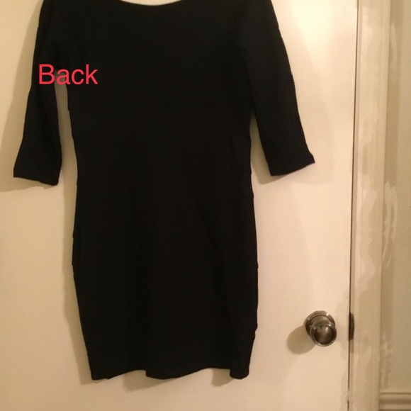 Vintage Black Dress Medium Sheath Stretch Mini Bodycon - Picture 6 of 8